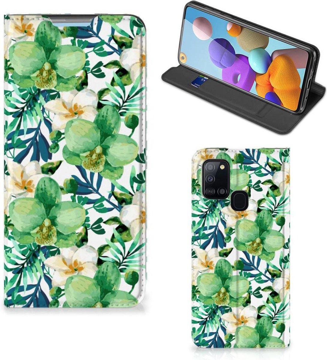 Samsung Galaxy A21s Smart Cover Orchidee Groen