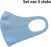 Mondkapje Lichtblauw - Wasbaar - Set van 5 stuks