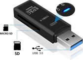 SD Kaart lezer & Micro-SD kaart lezer (2-in-1) - USB 3.0 - Zwart - Micro SDHC - Voor Apple, Windows en TV - SD Reader -  TF kaart