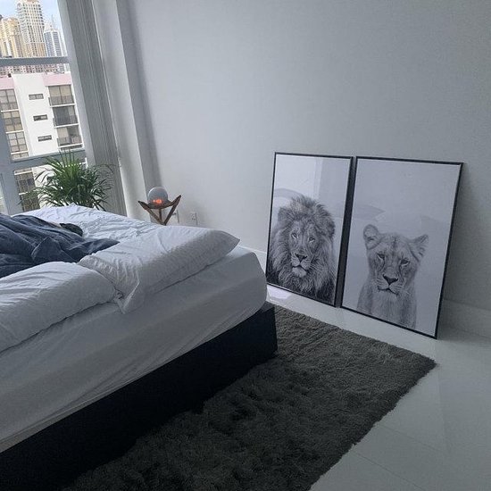 Affiches Zwart et blanc - Affiches Animaux - 2 pièces 30x40 cm - Lion & lionne - Décoration murale - Décoration chambre