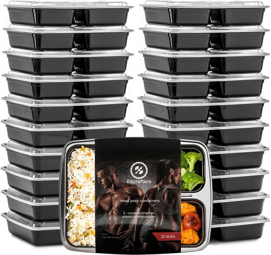 Meal Prep Bakjes - 20 stuks - 3 compartimenten - Lunchbox - Diepvriesbakjes  -... | bol.com