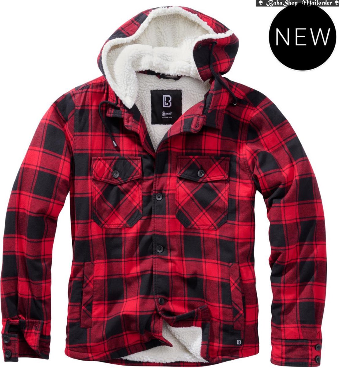 Brandit Lumberjacket Hooded Zwart-Rood Vest Heren | bol.com
