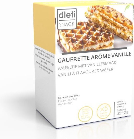 Dietisnack Vanille Wafel - 5 stuks - Snack
