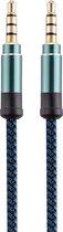 Jack kabel | 3.5 mm| Nylon mantel | Geweven | 3 meter | Blauw