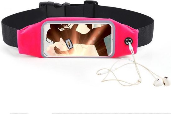 Samsung Galaxy A41 hoes Running belt Sport heupband - Hardloopband riem sportband hoesje Roze