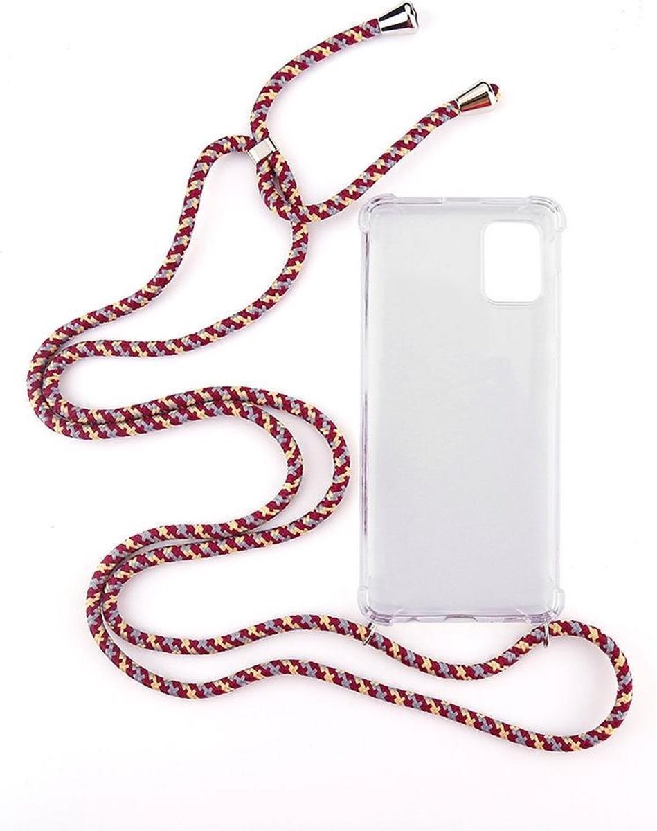 Shop4 - Samsung Galaxy A51 Hoesje - Zachte Back Case met Koord Multi Rood