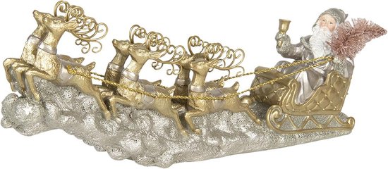 Décoration Père Noël en traîneau | 36 * 6 * 15 cm | Doré | Plastique | Père Noël | Clayre & Eef | 6PR3040