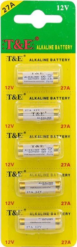 berekenen Geschatte licentie T&E Alkaline Batterij 12V / 27A (5 stuks) | bol.com