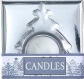 3 x - Waxinelichtje houder - Kerstboom - in Zilver kleurige verpakking - Helder glas - inclusief waxinelichtje