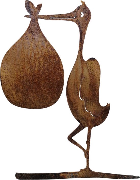 Casa Padrino sculpture de décoration de jardin de luxe en acier héron sur branche rouiller 103