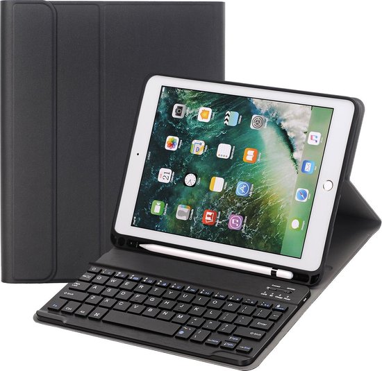 YONO iPad 9.7 Hoes met Toetsenbord (2018) - Qwerty Keyboard Case - Zwart - YONO