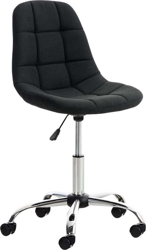 Bureaustoel - Kruk - Scandinavisch design - In hoogte verstelbaar - Stof - Zwart - 47x35x91 cm