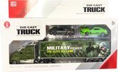 Autotransporter met 2 auto's - Military vrachtwagen set 1:58 - DIE-CAST TRUCK SERIES - model auto's