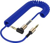 Jack kabel | 3.5 mm| Krulsnoer | Trekontlasting | Verguld| 15 - 130 cm | Blauw