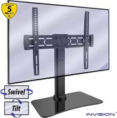 Invision® Montiorstandaard met draai en kantelfunctie | Schermstation bureau voor schermen van 32-55 inch | Slank en ergonomisch ontwerp | Monitor arm eenvoudig te monteren en met