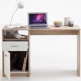 Bureau - Schrijftafel - Computerbureau - FMD eikenkleurig en wit met 1 lade 123x50x76,5 cm