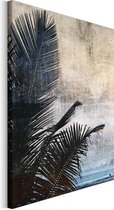 Revolio Wall Art Canvas - Blad, palm, palmbladeren, zwart, beige