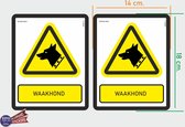 ISO7010 W013 waakhond Waarschuwing M set 2 stickers 14x18 cm