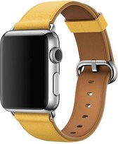 Geschikt voor Apple Watch bandje 42 / 44 / 45 mm - Series 1 2 3 4 5 6 7 SE - Smartwatch iWatch horloge band - 42mm 44mm 45mm - Fungus - PU Leer - Geel - Vouw