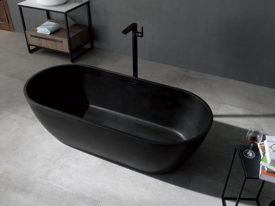 Mawialux vrijstaand bad Solid - 180x80 cm - Mat zwart - Kody |