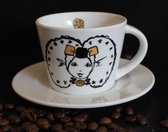 Koffiekop en schotel -  Zeeuws meisje -  Saartje - zwart wit - 180ml