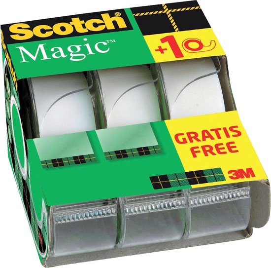 Ruban Scotch® Magic ™, emballage extensible, 19 mm x 7,5 m, 2 rouleaux + 1 GRATUIT