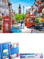 Crafterman™ Diamond Painting Pakket Volwassenen - Kleurrijk Londen - 50x40cm - volledige bedekking - vierkante steentjes  -  Met tijdelijk 2 E-Books