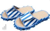 Slippers met Mop- Mop slippers- handig - schoonmaak- TFU-Media-schoonmaak slipper- Blauw