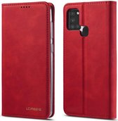 Samsung Galaxy A21s Hoesje Portemonnee Stand Bookcase Kunstleer Rood