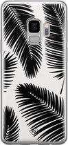 Samsung S9 hoesje siliconen - Palm leaves silhouette | Samsung Galaxy S9 case | zwart | TPU backcover transparant