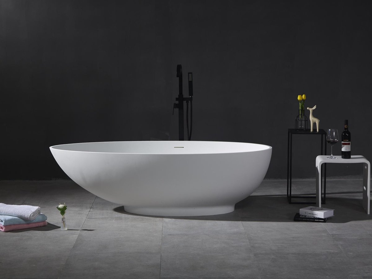Mawialux vrijstaand bad - 180x88cm - Solid surface - Mat-zwart