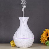 DHHM | Vaas | Aroma diffuser 130ml | Aroma therapie | Ultrasone humidifier | vernevelaar | bevochtiger | verdamper | Grijs Wit | Incl. 2x 10ml geurolie