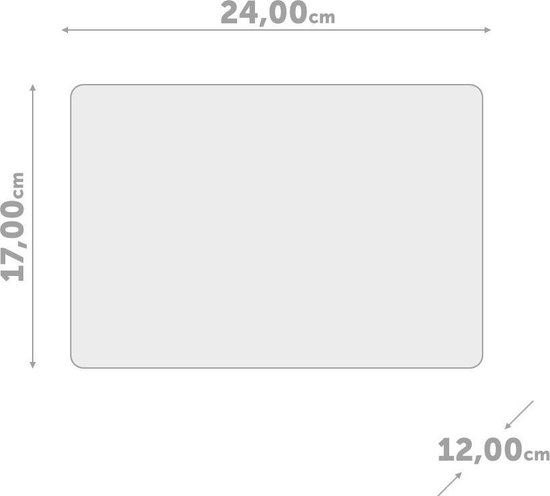 Afmetingen: 24 cm breed, 17 cm hoog en 12 cm diep.