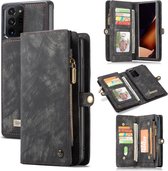 Samsung Galaxy Note 20 Ultra Bookcase hoesje - CaseMe - Geen opdruk Zwart - Leer - Portemonnee met 11 Vakjes voor Pasjes en Ritsvak