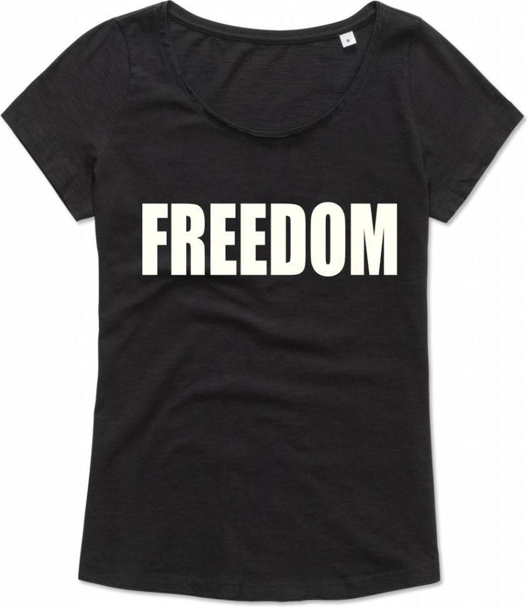 ByKemme - Dames T-Shirt - Fun T-Shirt - Korte Mouw - Casual T-Shirt - Lifestyle T-Shirt - Fun Tekst - Activist - FREEDOM Size L