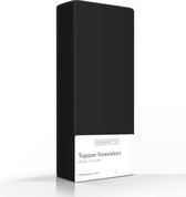 Luxe Katoen Twijfelaar Topper Hoeslaken Zwart | 120x200 | Fijn Geweven | Zacht en Ademend