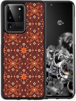 Leuk Case Geschikt voor Samsung Galaxy S20 Ultra Smartphone Hoesje met Zwarte rand Batik Brown