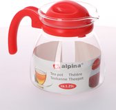 Theepot met rode deksel en handvat 1,25 liter - Glazen thee/koffie potten - 1250 ml theepot