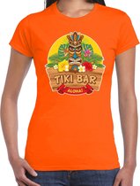Hawaii feest t-shirt / shirt tiki bar Aloha voor dames - oranje - Hawaiiaanse party outfit / kleding/ verkleedkleding/ carnaval shirt 2XL