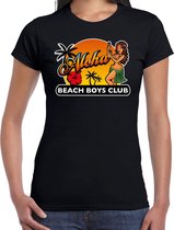 Hawaii feest t-shirt / shirt Aloha beach boys club voor dames - zwart - Hawaiiaanse party outfit / kleding/ verkleedkleding/ carnaval shirt 2XL
