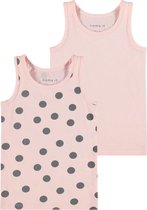 NAME IT KIDS NMFTANK TOP 2P STRAWBERRY CREAM DOT NOOS Meisjes Onderhemd - Maat 86