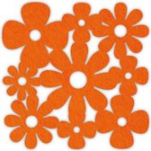 Klaver madelief vilt onderzetters - Oranje - 6 stuks - 9,5 x 9,5 cm - Tafeldecoratie - Glas onderzetter - Cadeau - Woondecoratie - Woonkamer - Tafelbescherming - Onderzetters Voor