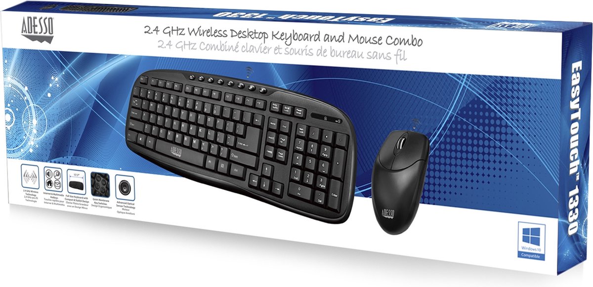 Qware Office - Clavier - Souris - Sans fil - 2.4ghz - USB - Ensemble de  bureau - Combo