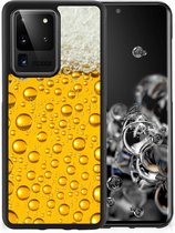 Silicone Back Cover Geschikt voor Samsung Galaxy S20 Ultra Telefoonhoesje met Zwarte rand Bier