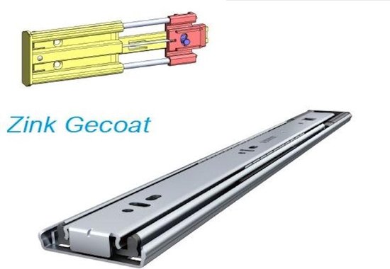 Kogelladegeleider set soft-close -  500mm - Volledig uittrekbaar - 30kg - Zink gecoat - Kogelgeleiders - Merkloos