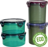 Lock&Lock ECO Vershoudbakjes set met deksel - Bewaardozen voedsel - Snackdoosjes – Set van 4 stuks – Rond – Duurzaam – Zero waste – 100% gerecycled plastic – 600 + 700 ml