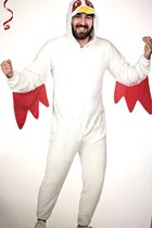 Heren dier kippen onesie wit / rood - Grappig Carnaval feest - Maat XL/XXL 100% Polyester