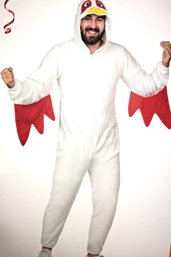 Heren dier kippen onesie wit / rood - Grappig Carnaval feest - Maat XL/XXL  100% Polyester | bol.com