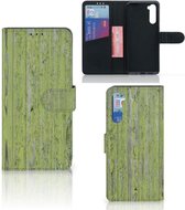 Wallet Book Case OnePlus Nord Telefoon Hoesje Green Wood