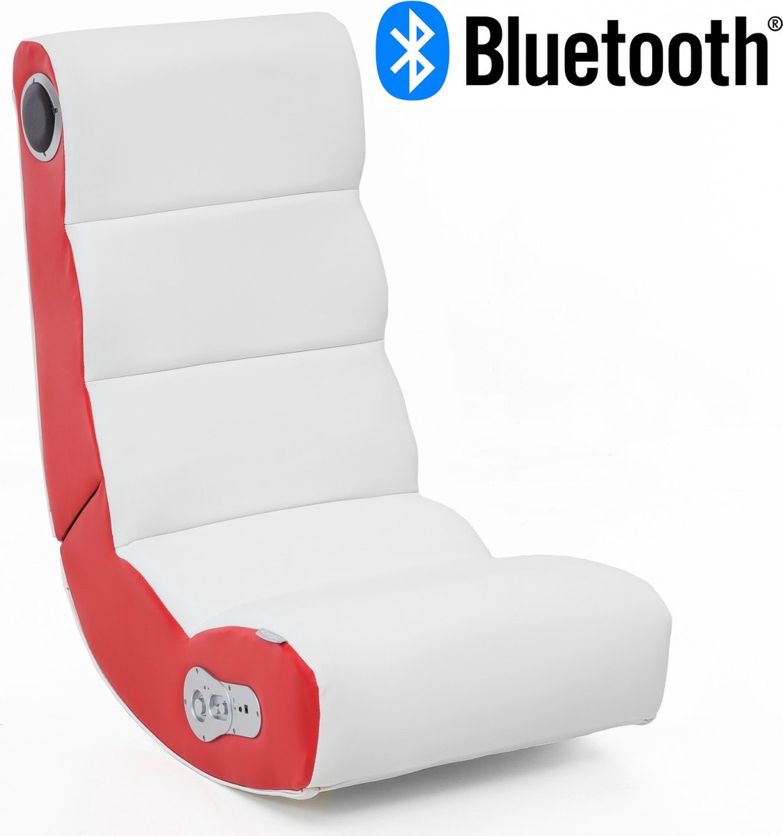 24Designs Soundz Pro - Racestoel Gamestoel - Bluetooth & Speakers - Wit / Rood